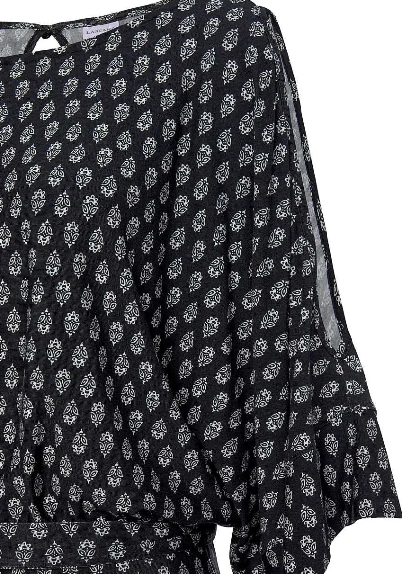 LASCANA Short Dresses-Patterned Cold Shoulder Dress