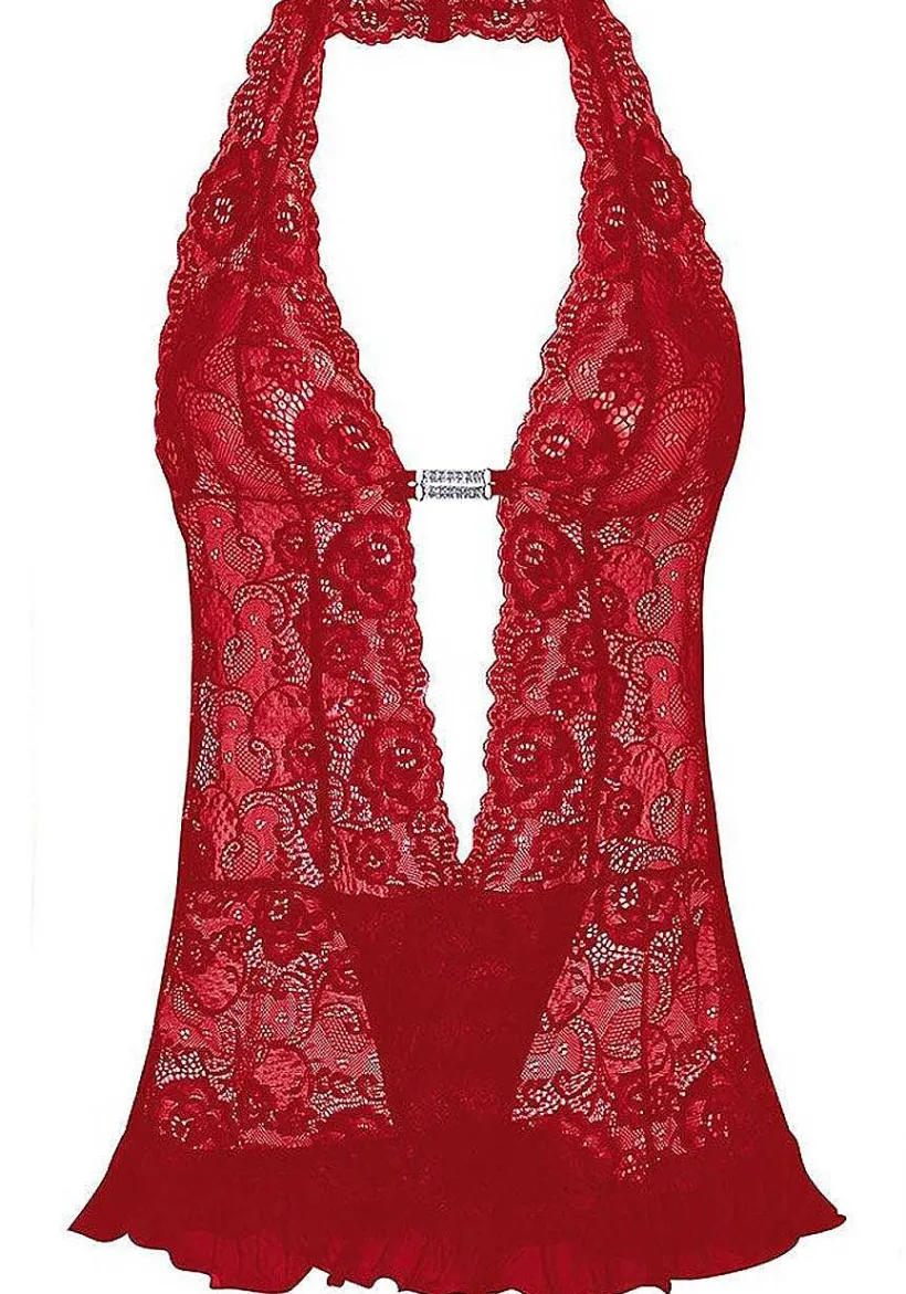 LASCANA Teddies & Corsets-Plunge Halter Lace Teddy