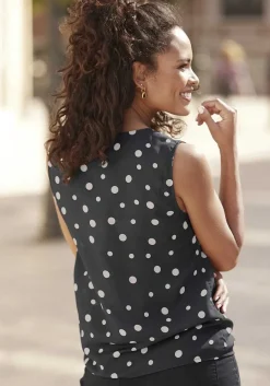LASCANA Sleeveless Tops-Polka Dot V-Neck Top