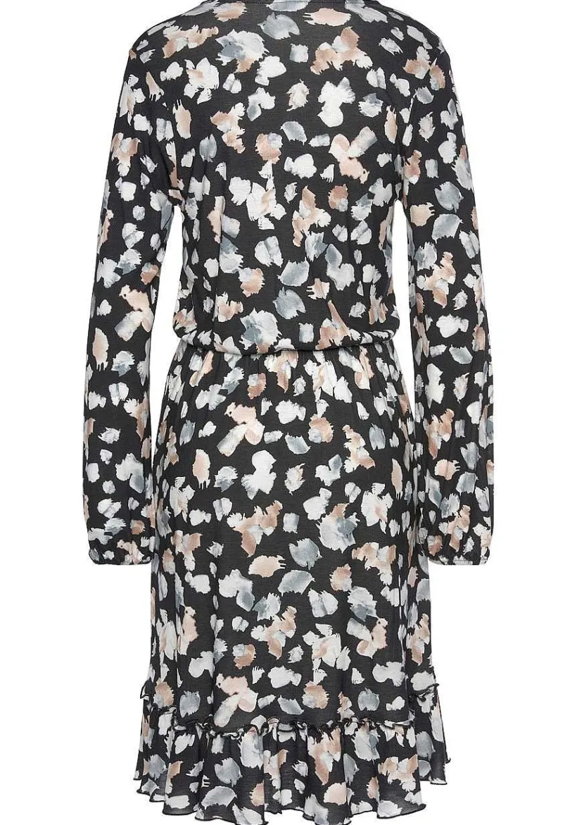 LASCANA Fall Dresses-Printed Long Sleeve V-Neck Dress