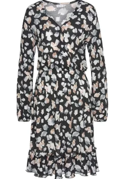 LASCANA Fall Dresses-Printed Long Sleeve V-Neck Dress