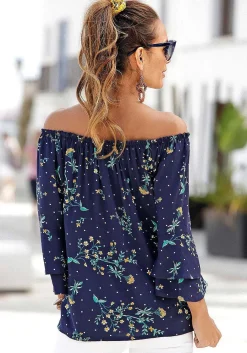 LASCANA Long Sleeve Tops-Printed Off Shoulder Top