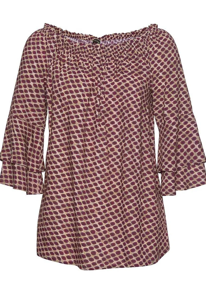 LASCANA Long Sleeve Tops-Printed Off Shoulder Top
