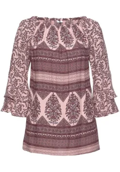 LASCANA Long Sleeve Tops-Printed Off Shoulder Top