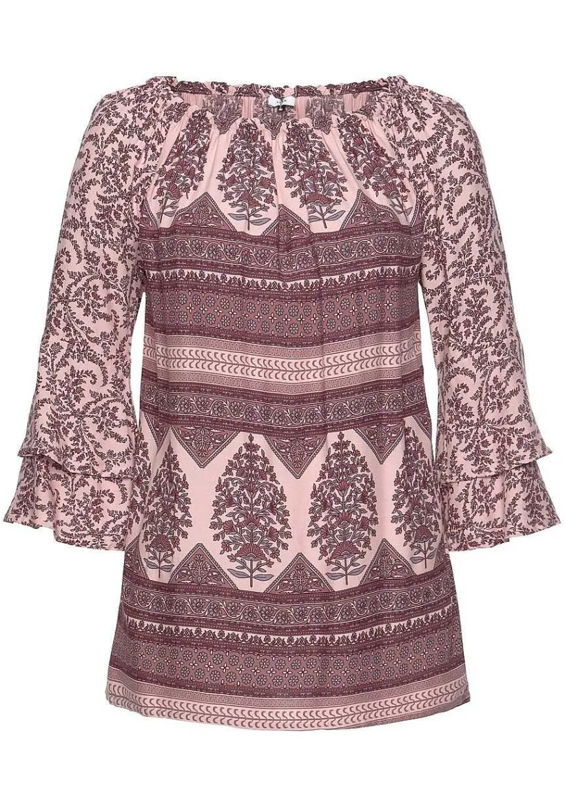 LASCANA Long Sleeve Tops-Printed Off Shoulder Top
