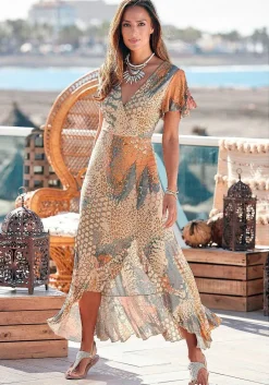 LASCANA Maxi Dresses-Printed Side Slit Maxi Dress