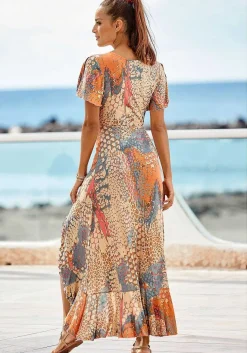 LASCANA Maxi Dresses-Printed Side Slit Maxi Dress