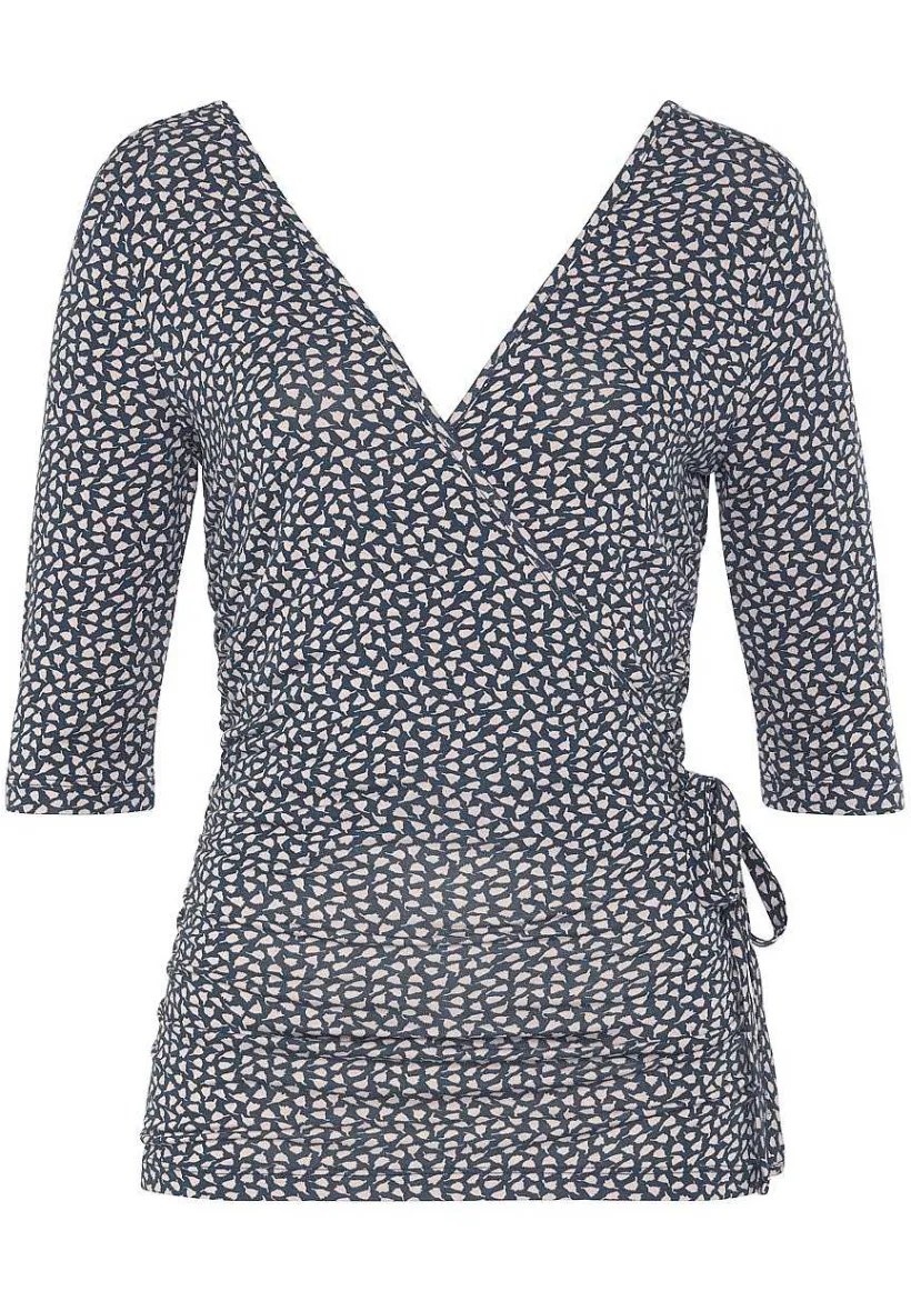 LASCANA Short Sleeve Tops-Printed Wrap Look Top