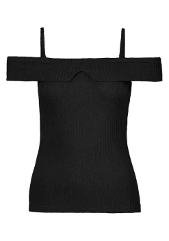 LASCANA Short Sleeve Tops-Ribbed Cold Shoulder Top