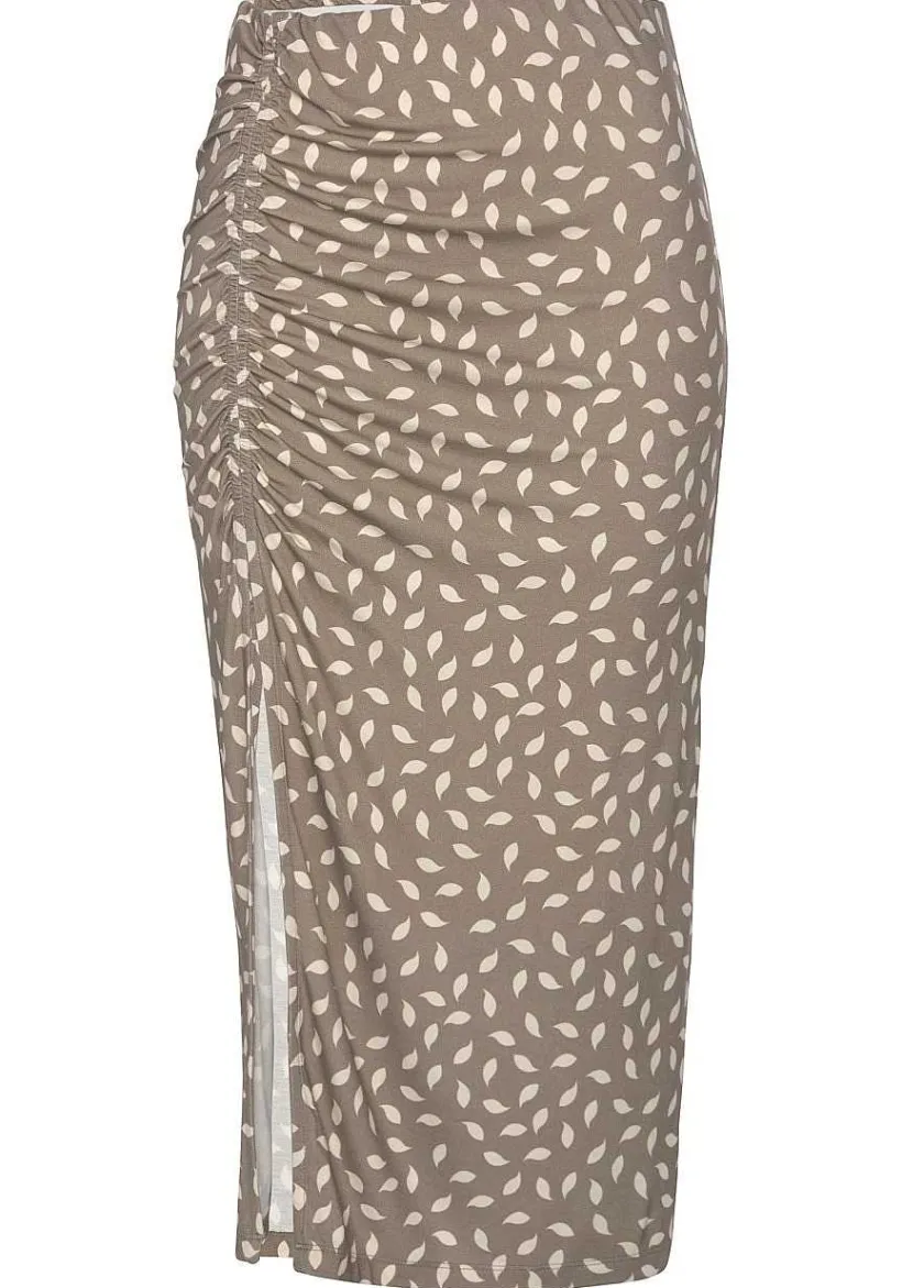 LASCANA Skirts-Ruched Slit Midi Skirt