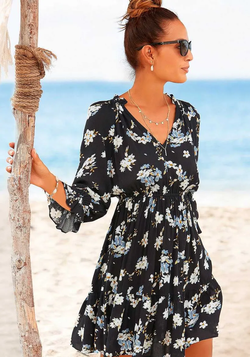 LASCANA Fall Dresses-Ruffle 3/4 Sleeve Dress