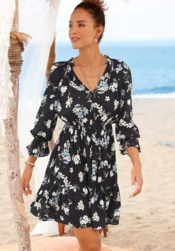 LASCANA Fall Dresses-Ruffle 3/4 Sleeve Dress