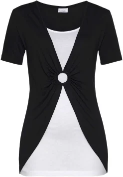 LASCANA Short Sleeve Tops-Short Sleeve Layered Top