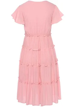 LASCANA Midi Dresses-Short Sleeve Tiered Dress