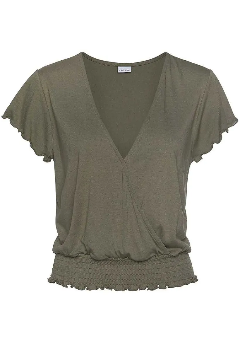 LASCANA Short Sleeve Tops-Short Sleeve Wrap Look Top