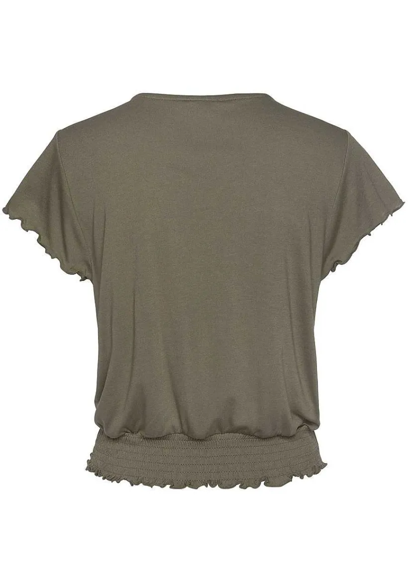 LASCANA Short Sleeve Tops-Short Sleeve Wrap Look Top