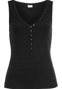 LASCANA Sleeveless Tops-Sleeveless Button Detail Top