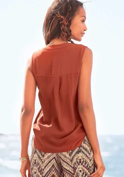 LASCANA Blouses-Sleeveless V-Neck Blouse