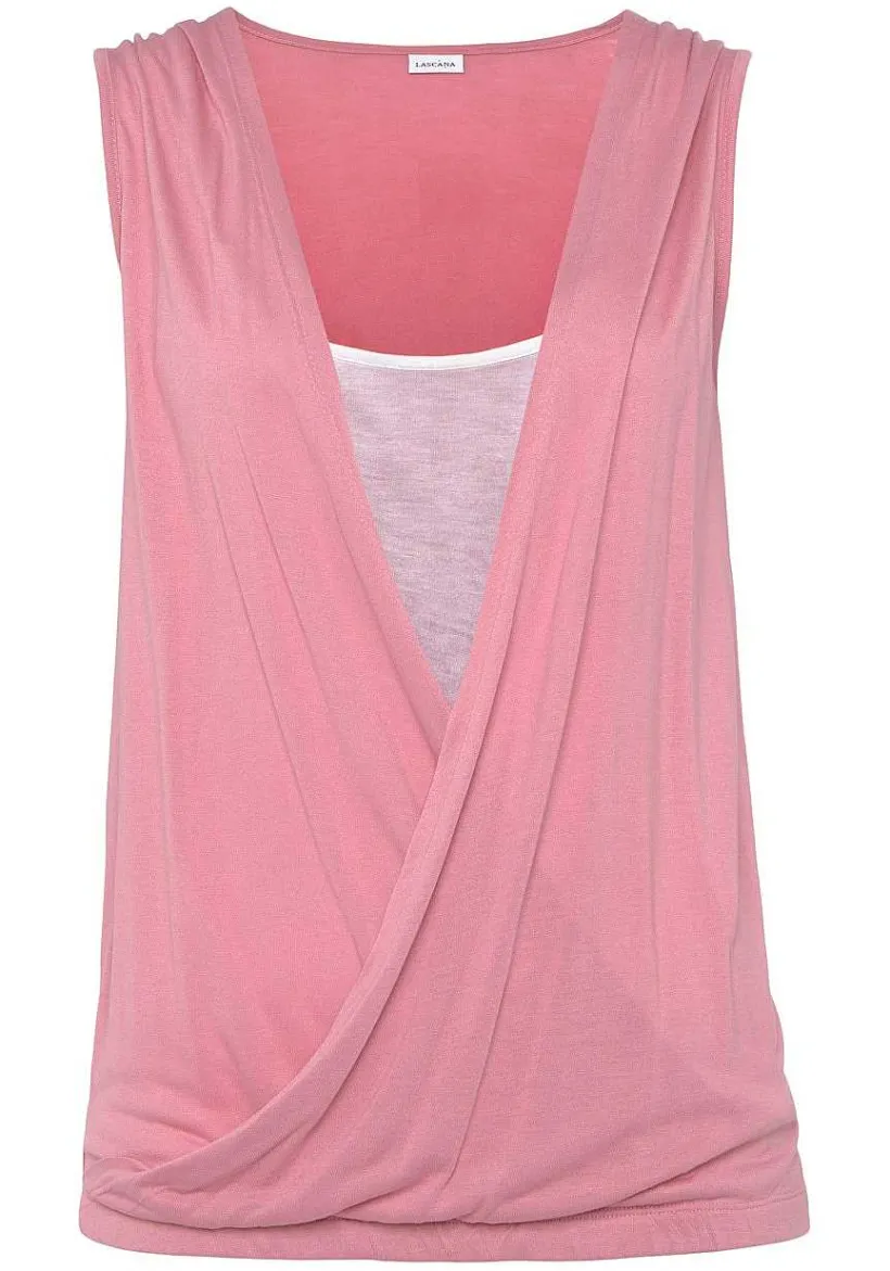LASCANA Sleeveless Tops-Sleeveless Wrap Look Top