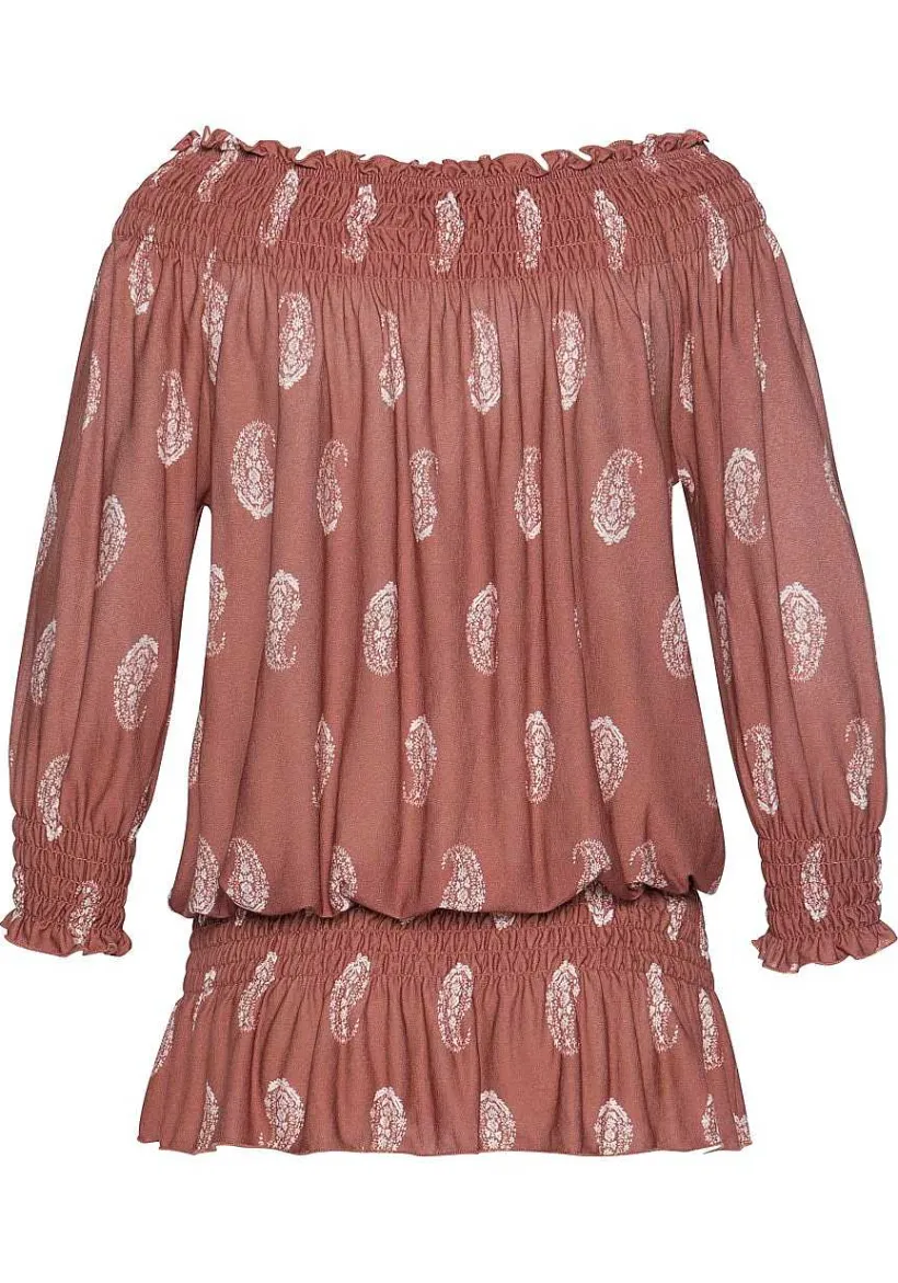 LASCANA Long Sleeve Tops-Smocked Carmen Top