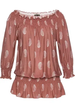 LASCANA Long Sleeve Tops-Smocked Carmen Top