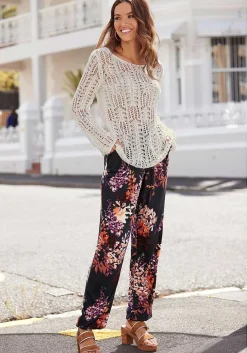 LASCANA Pants-Smocked Elastic Hem Pants