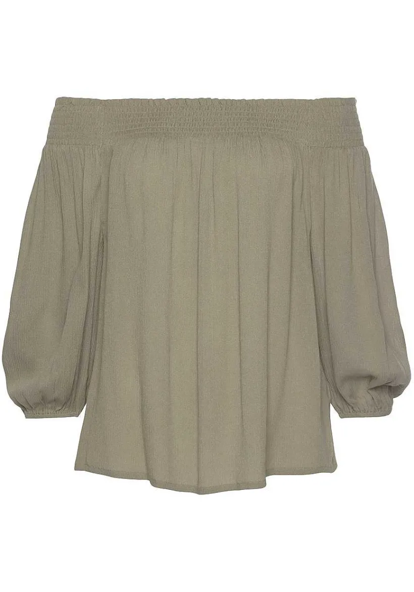 LASCANA Blouses-Smocked Off Shoulder Blouse