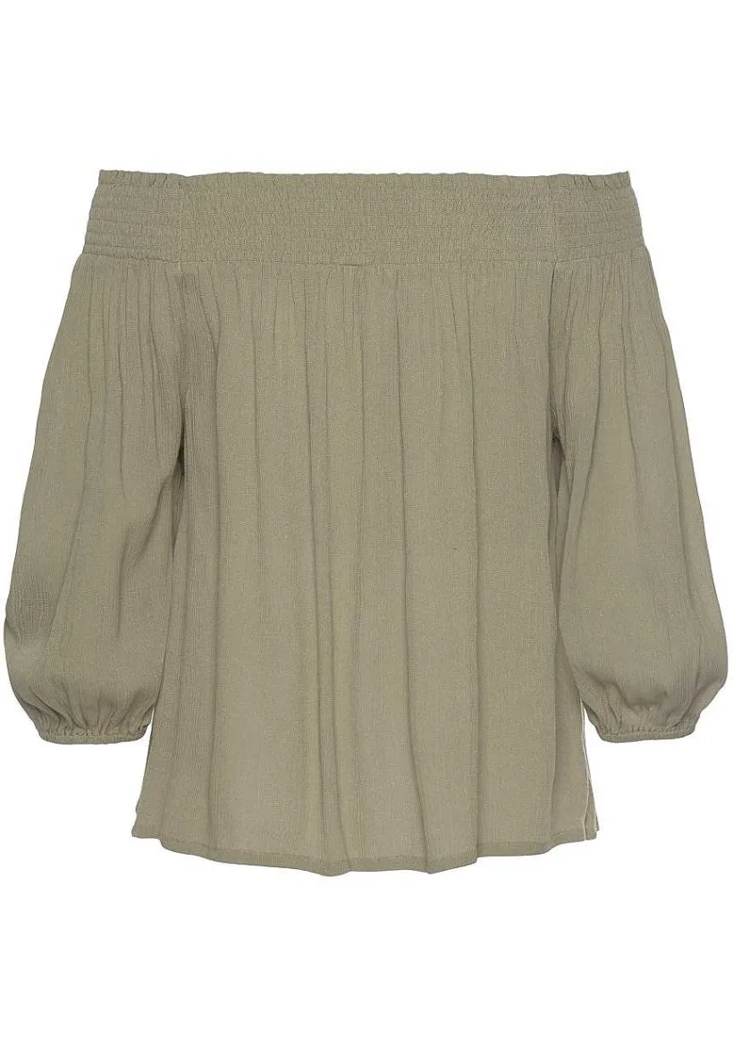 LASCANA Blouses-Smocked Off Shoulder Blouse