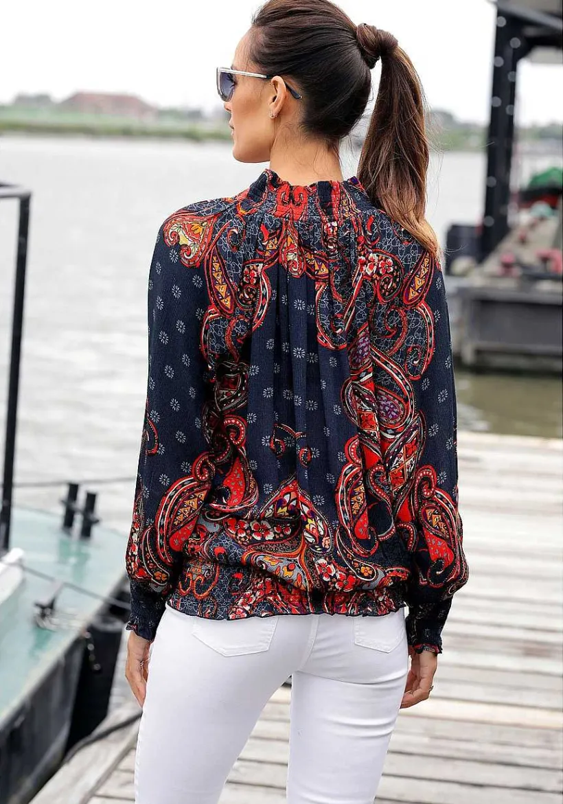 LASCANA Blouses-Smocked Pattern Blouse