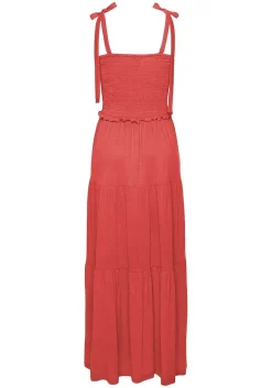LASCANA Maxi Dresses-Smocked Tie Maxi Dress