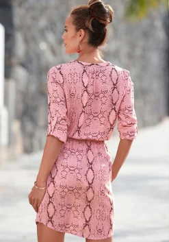 LASCANA Short Dresses-Snake Print V-Neck Dress