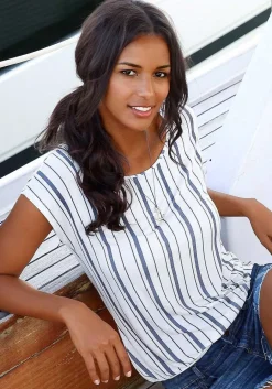 LASCANA Short Sleeve Tops-Soft Striped Top
