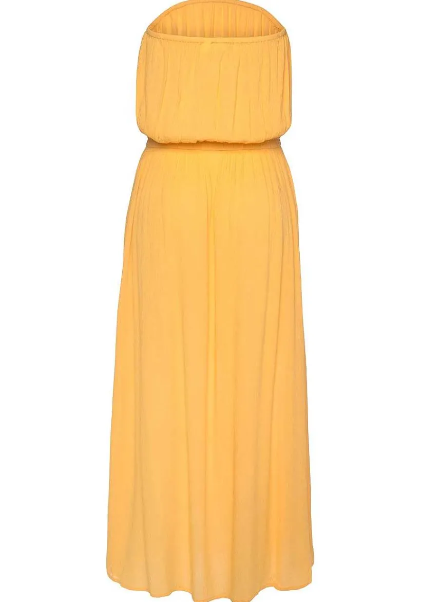 LASCANA Maxi Dresses-Strapless Side Slit Maxi Dress