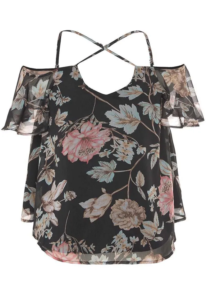 LASCANA Blouses-Strappy Cold Shoulder Blouse