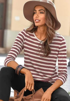 LASCANA Long Sleeve Tops-Striped 3/4 Sleeve Top