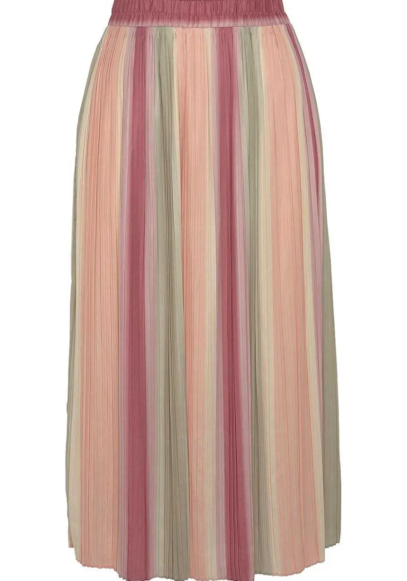 LASCANA Skirts-Striped Pleated Midi Skirt