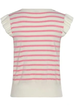 LASCANA Sleeveless Tops-Striped Ruffle Sleeve Top