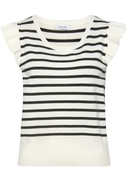 LASCANA Sleeveless Tops-Striped Ruffle Sleeve Top
