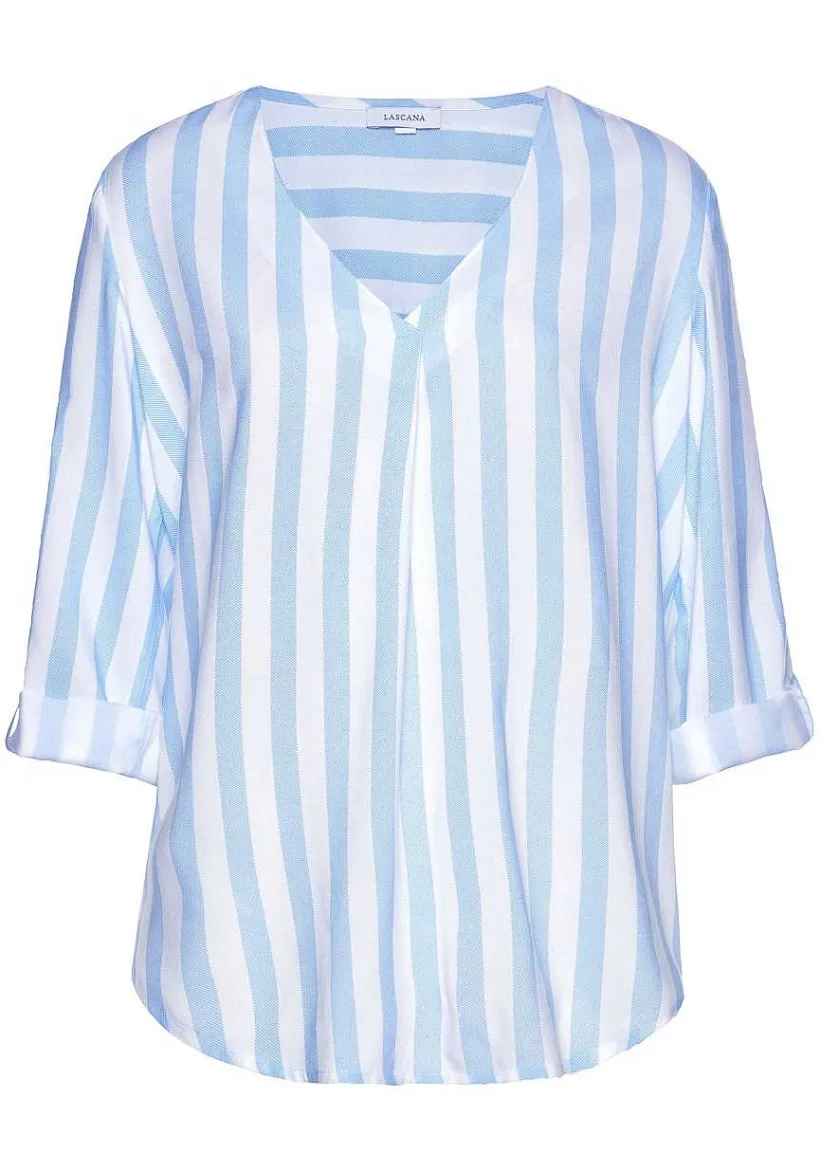 LASCANA Blouses-Striped Tab Sleeve Blouse