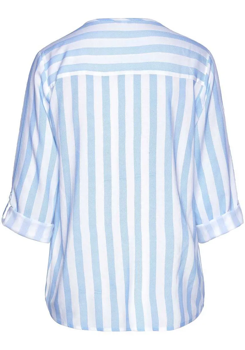 LASCANA Blouses-Striped Tab Sleeve Blouse