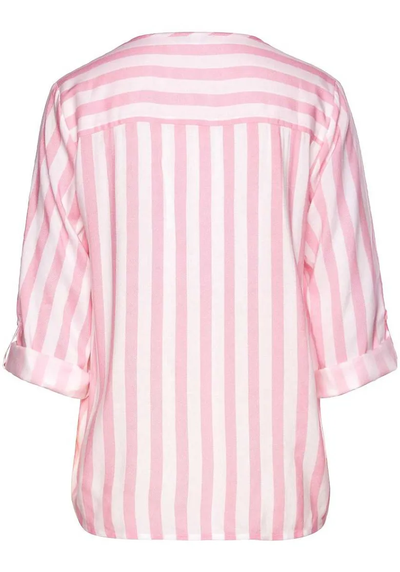 LASCANA Blouses-Striped Tab Sleeve Blouse