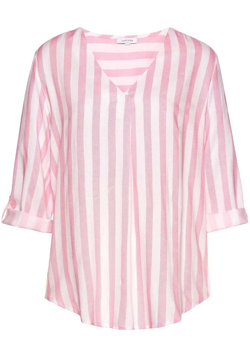 LASCANA Blouses-Striped Tab Sleeve Blouse