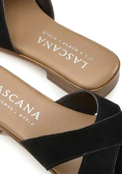 LASCANA Sandals-Suede Cross Strap Mules