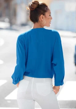 LASCANA Blouses-Tie Front V-Neck Blouse
