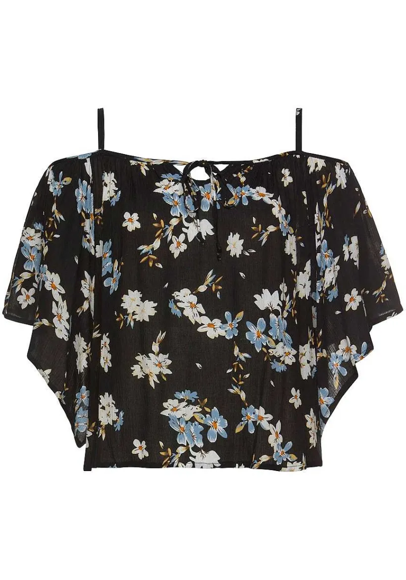 LASCANA Blouses-Tie Neck Cold Shoulder Blouse