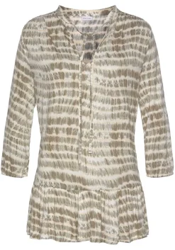 LASCANA Blouses-Tie Neck Print Blouse